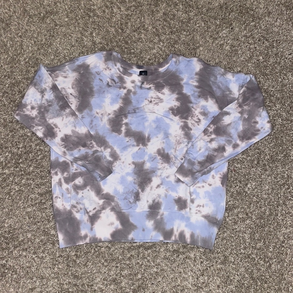 Blue, grey, and white tie die crewneck